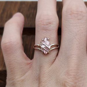 Size 7 925 Sterling Silver Cute Marquise Pink Cubic Zirconia Gem Ring
